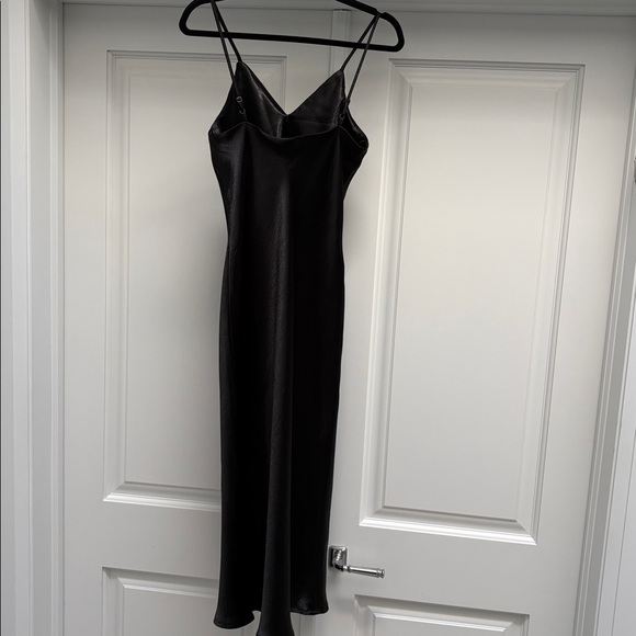 IF BY SEA Black Silky Satin Full Length Slip Dress - Picture 7 of 13